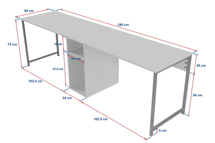 Nordure Twin Study Desk Blanco y Dorado Nordure Twin Study Desk Blanco y Dorado